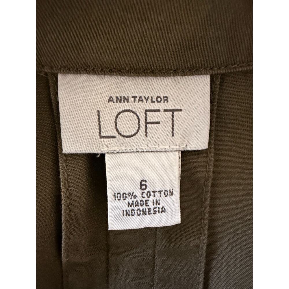 Ann Taylor LOFT Utility Jacket Size 6 Olive Cotton Military Style Blazer Spring - Picture 7 of 10